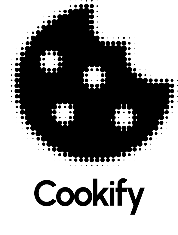 Cookify logo: a halftone cookie with a bite taken out, above the word Cookify